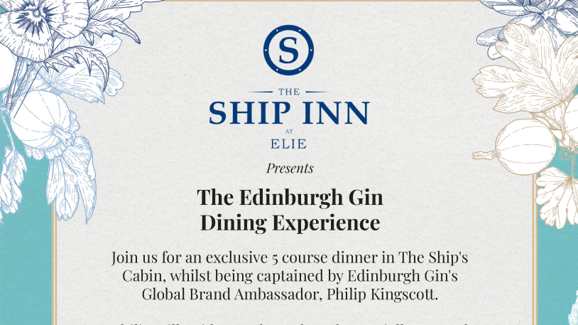 Edinburgh Gin Dining Experience, a luxury dining experience at The Ship Inn, Elie, Fife