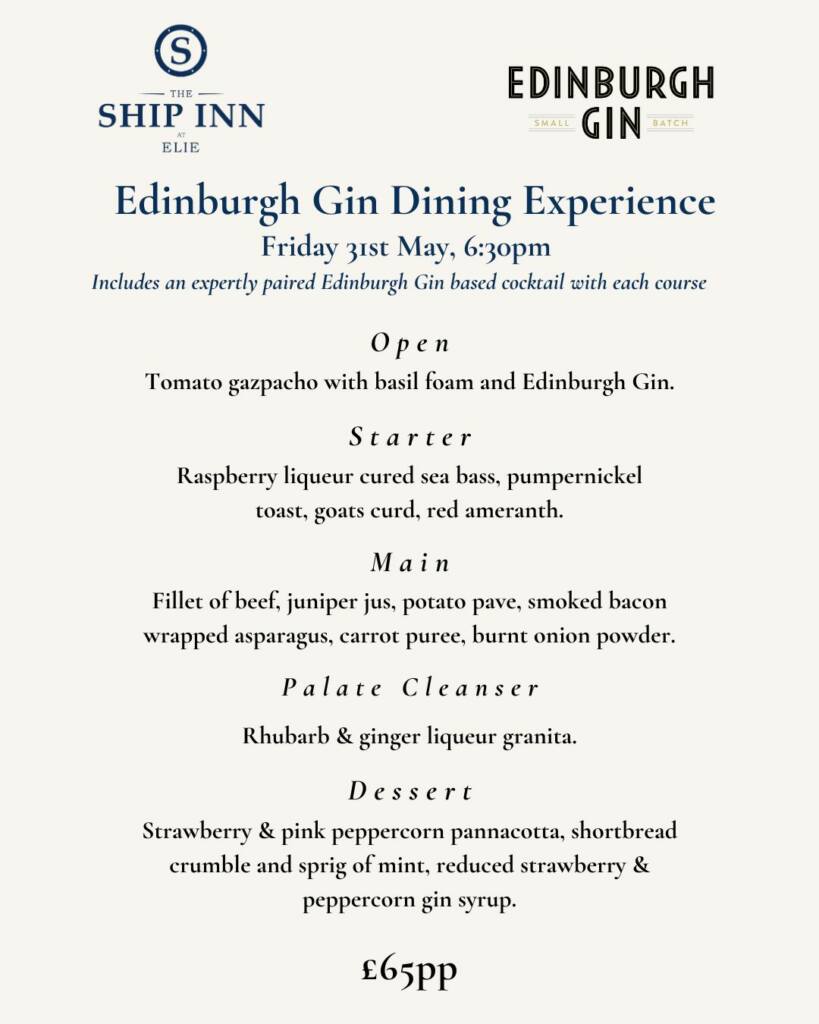 The menu for the Edinburgh